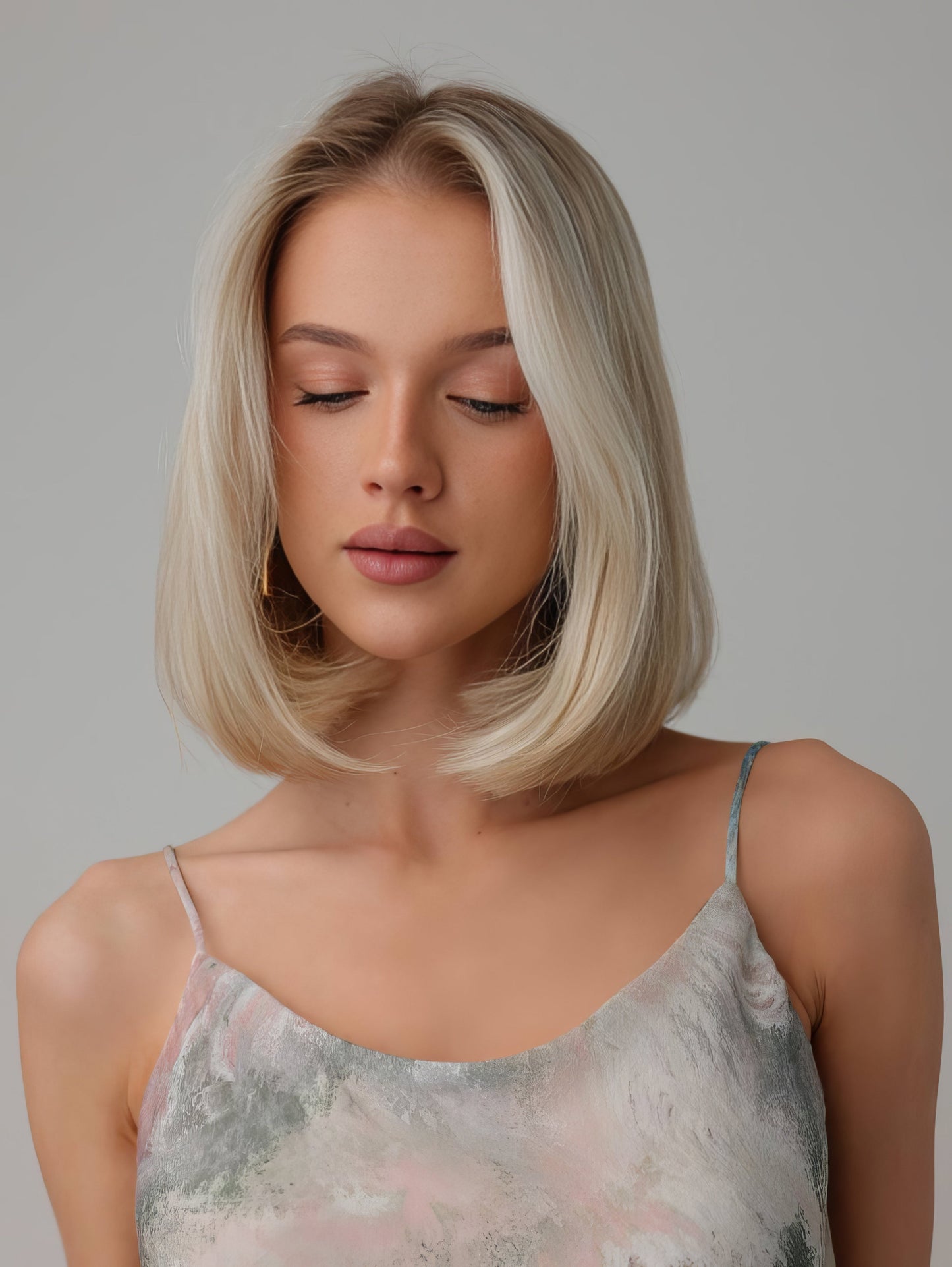 Spaghetti Strap Mermer Desenli Atlet