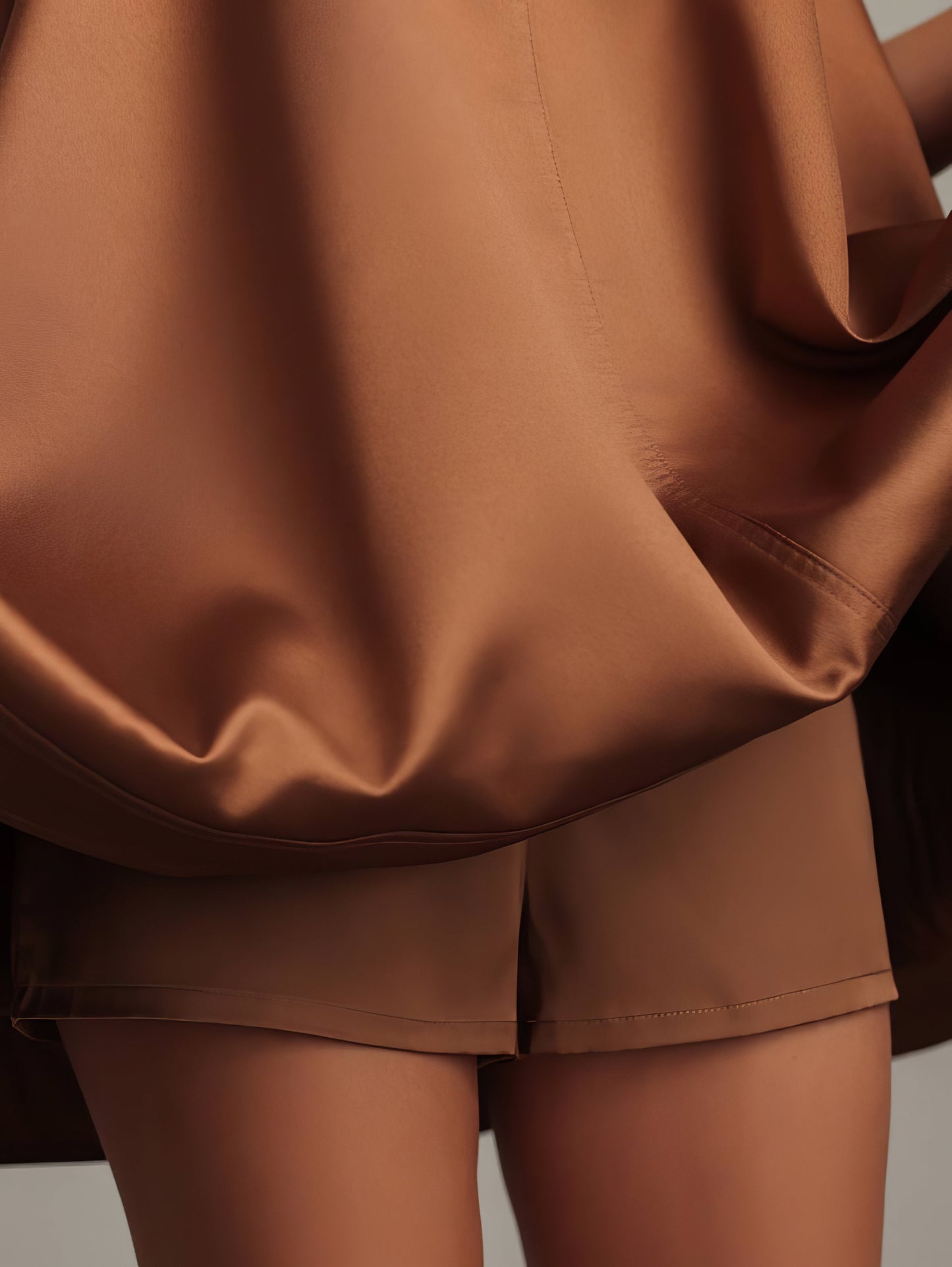 Karamel Saten Trapez Elbise