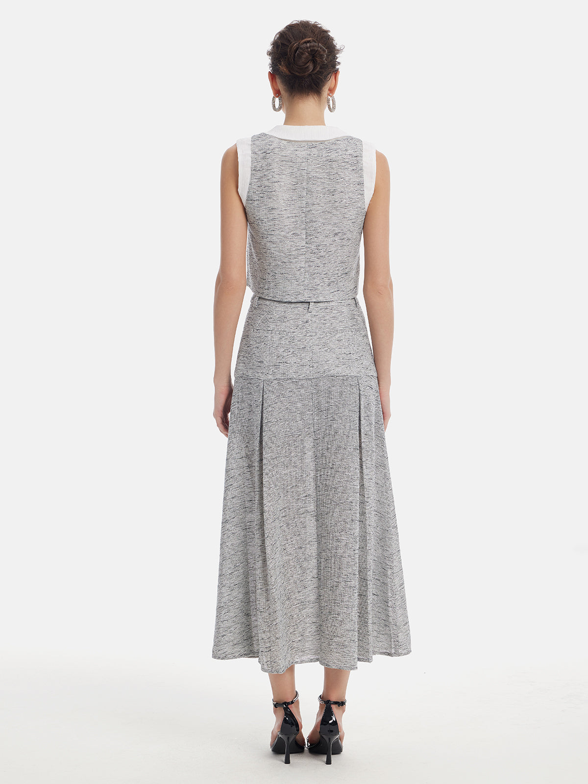 Açık Gri Sanatsal Katmanlı Bluz