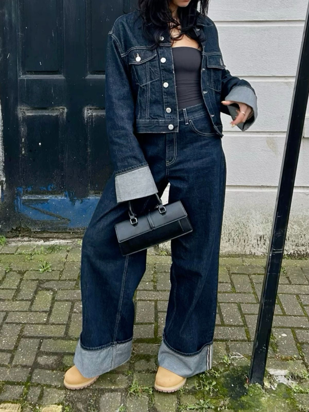 Lorelei - Kollu Denim İki Parçalı Set