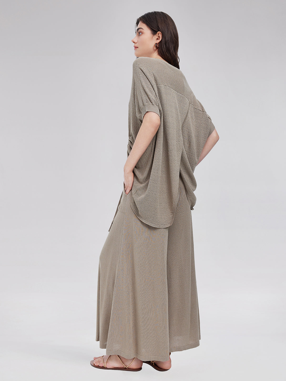 Triko Büzgülü Yarasa Kol Tişört