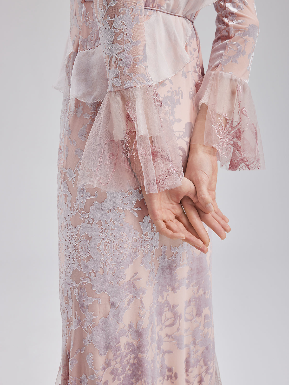 Fransız İpek Kadife Dantel Elbise