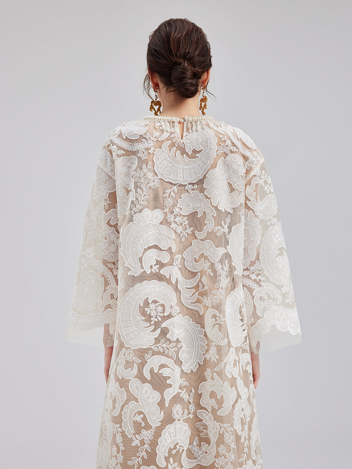 Özel Nakışlı Dantel Boncuklu Elbise