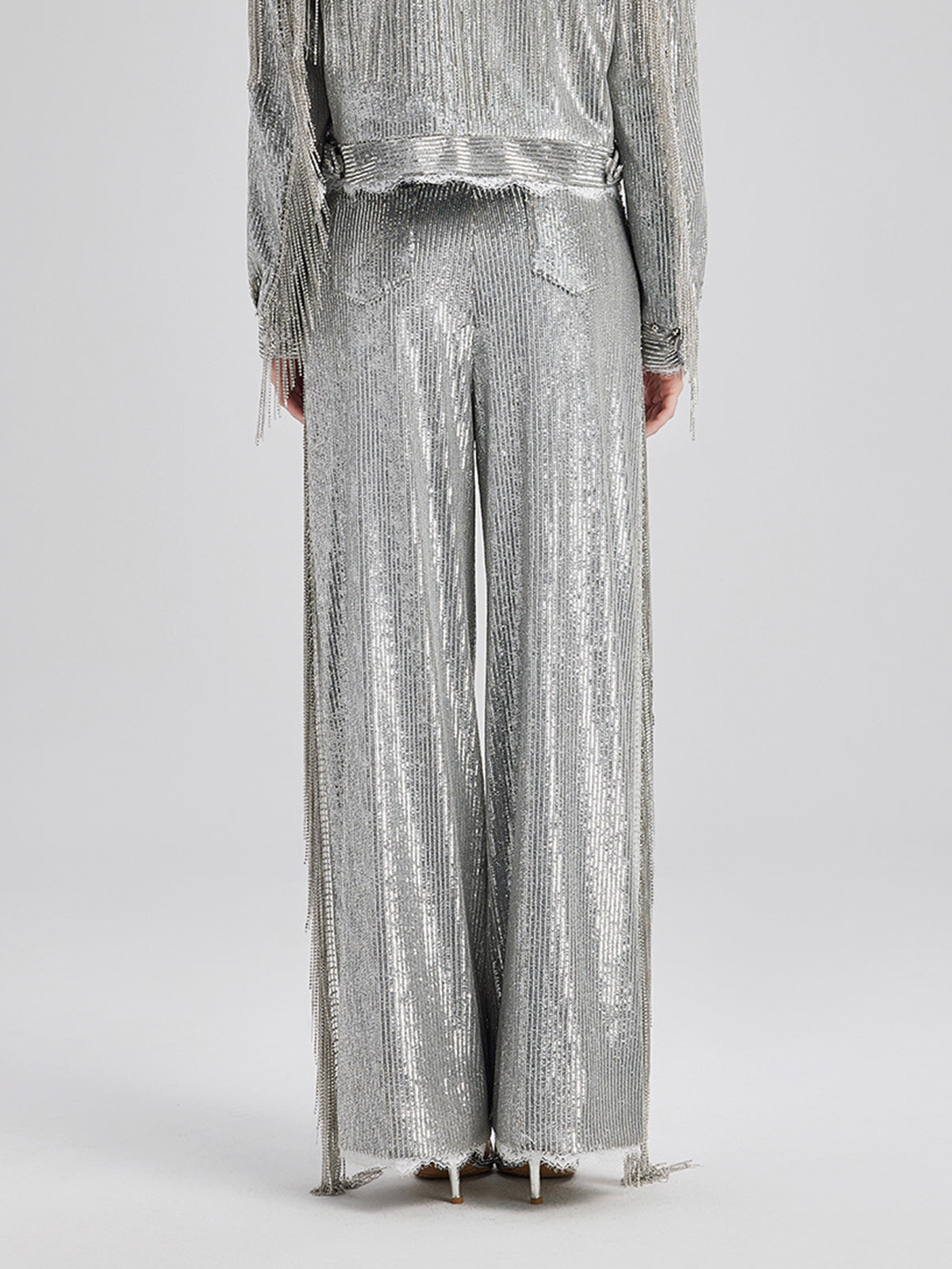 Pullu Dantelli Püsküllü Boncuklu Pantolon