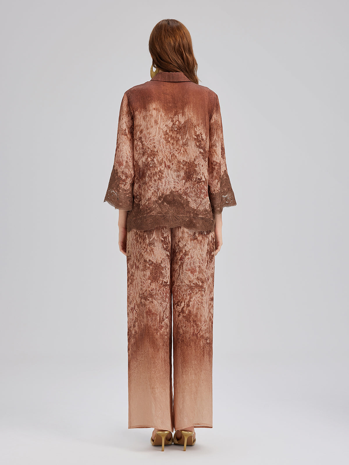 Renk Geçişli Dantel Parçalı Gömlek