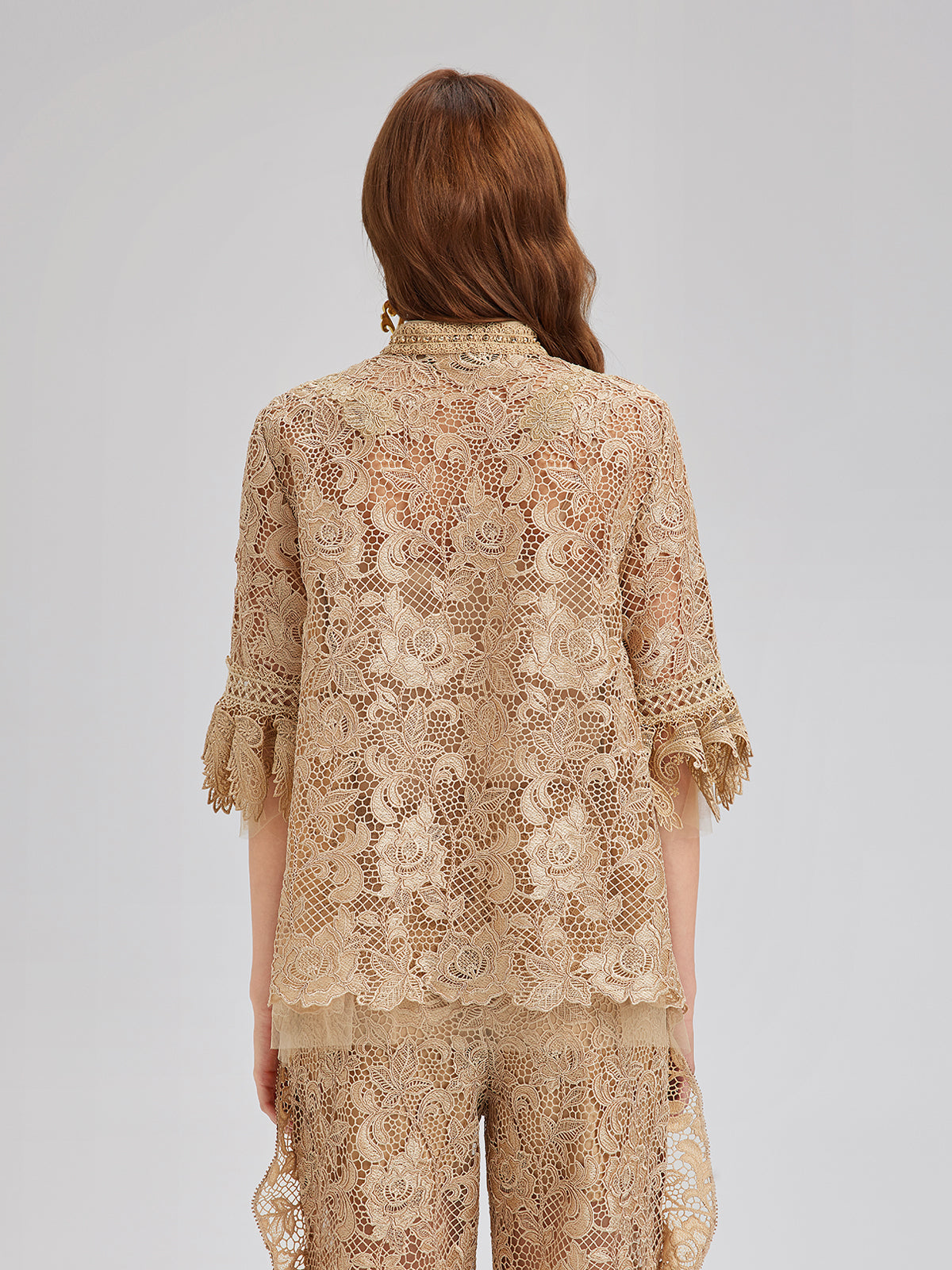 El Yapımı Fitilli Dantelli Bohem Bluz