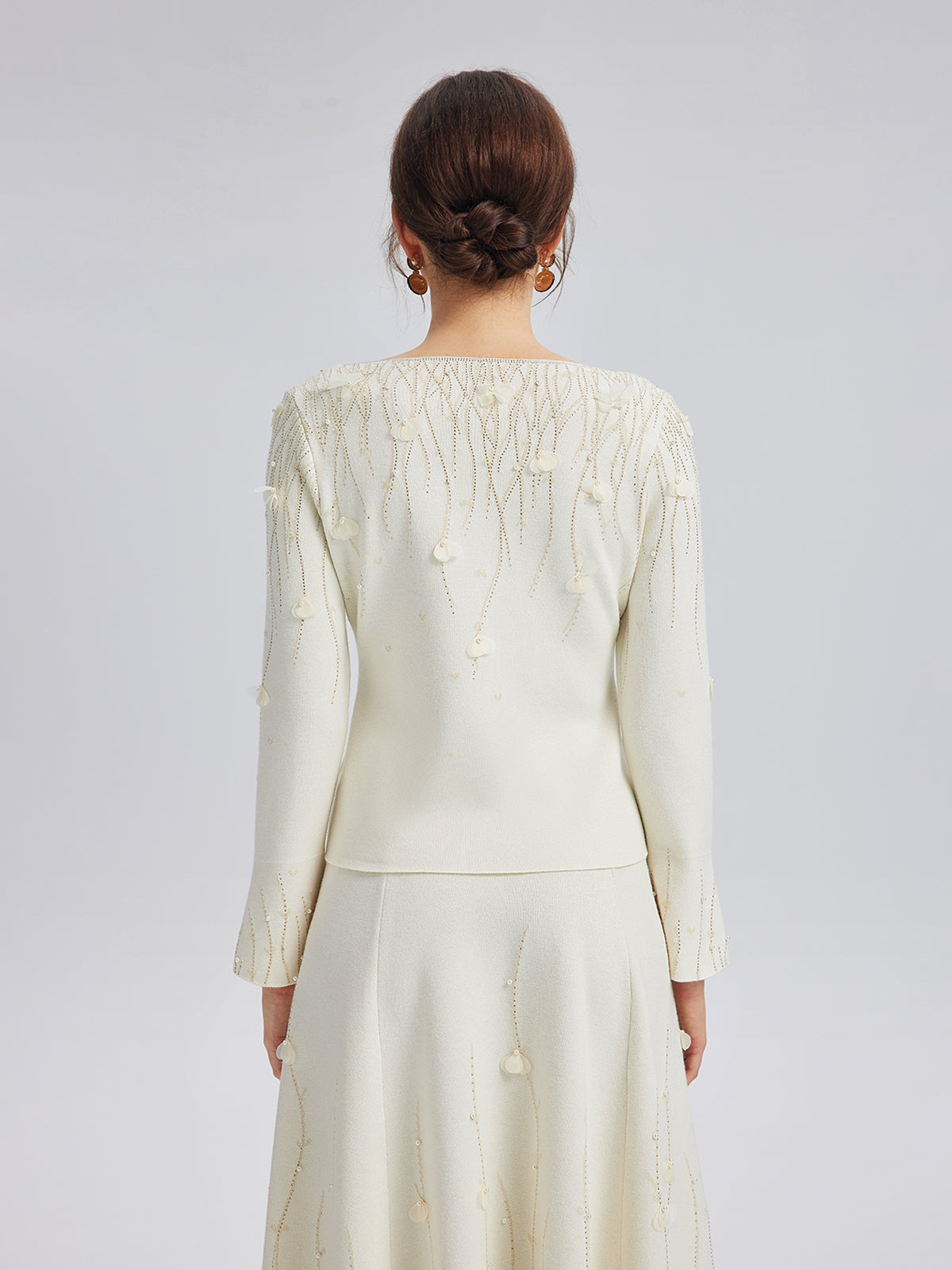 Taşlı Boncuklu Yün Triko Bluz