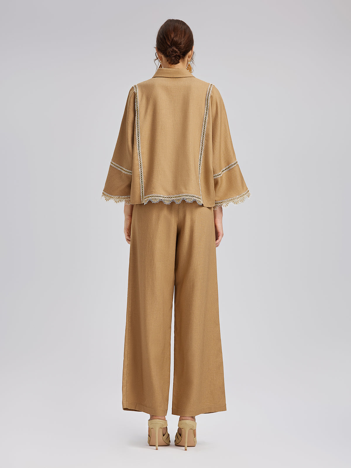 Barok Keten Beli Lastikli Bol Pantolon