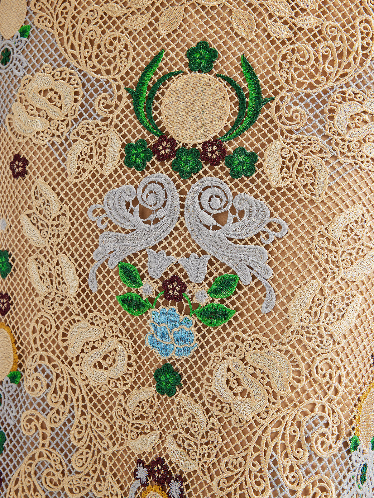 Bohem Nakışlı Çiçekli Boncuklu Bluz