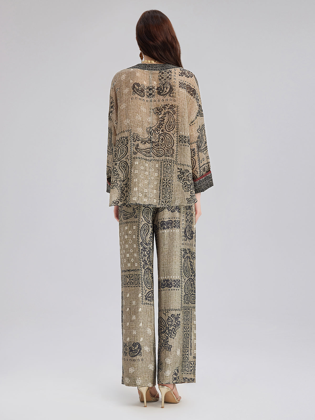 Bohem İpek Şal Desenli Pantolon