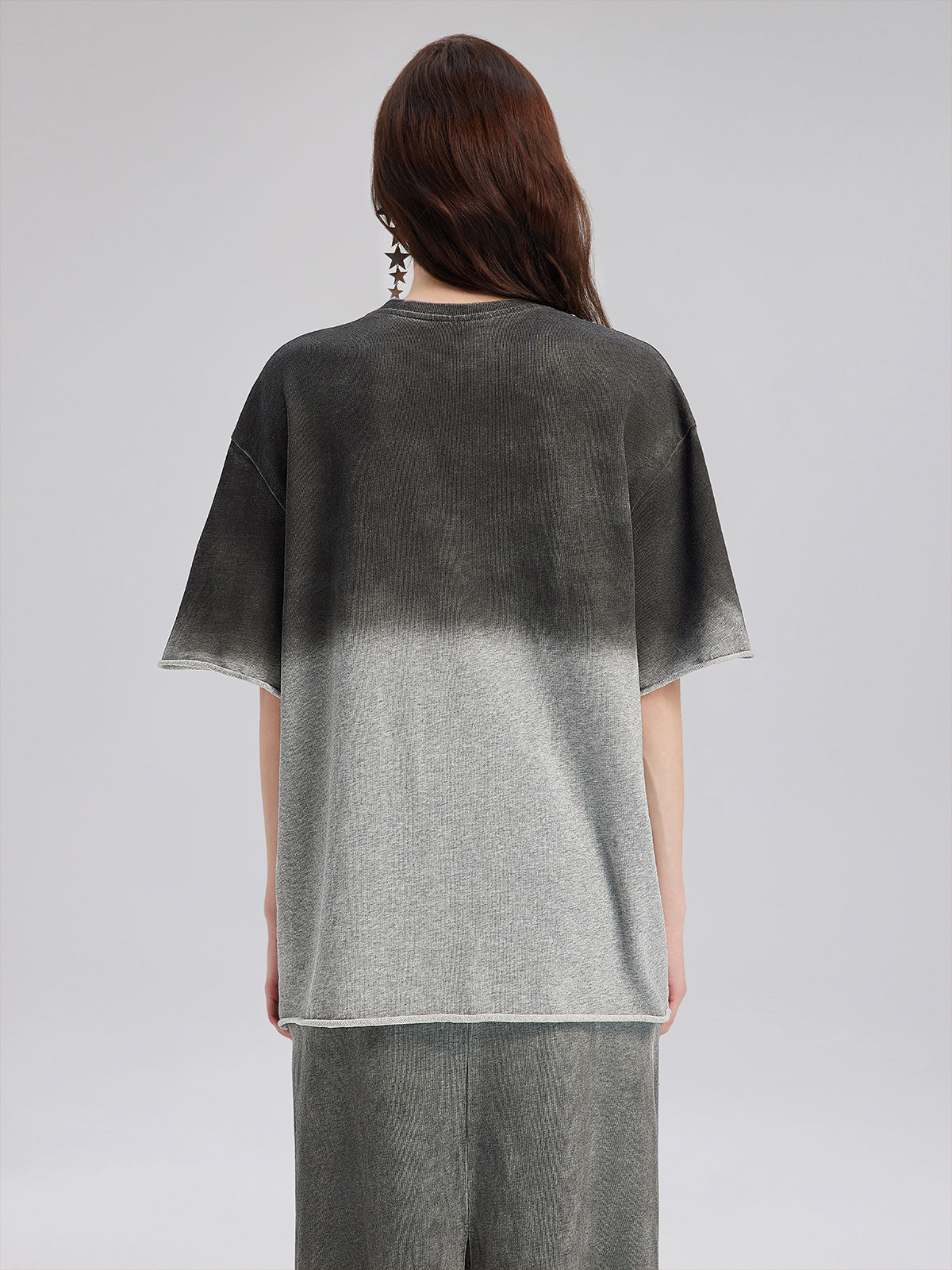 Renk Geçişli Kaplama Taşlı Triko Tişört