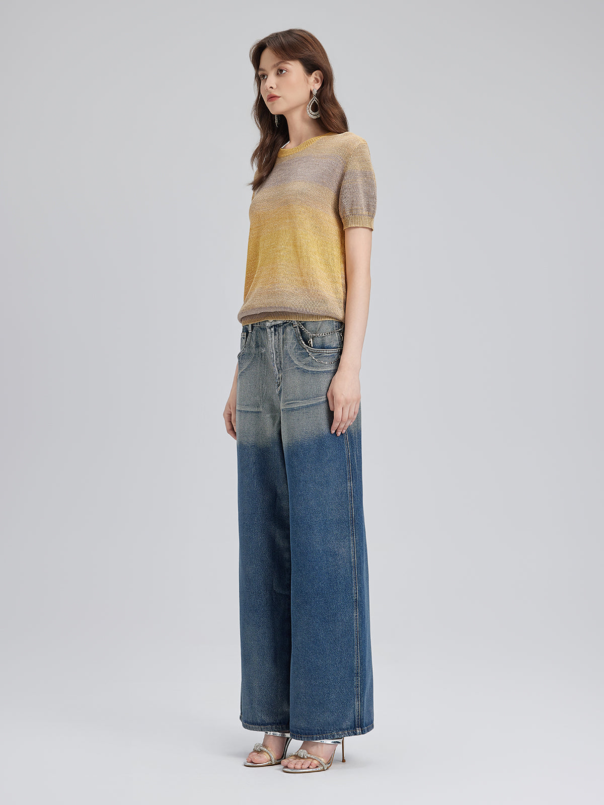 Renk Geçişli Esnek Pamuklu Bluz