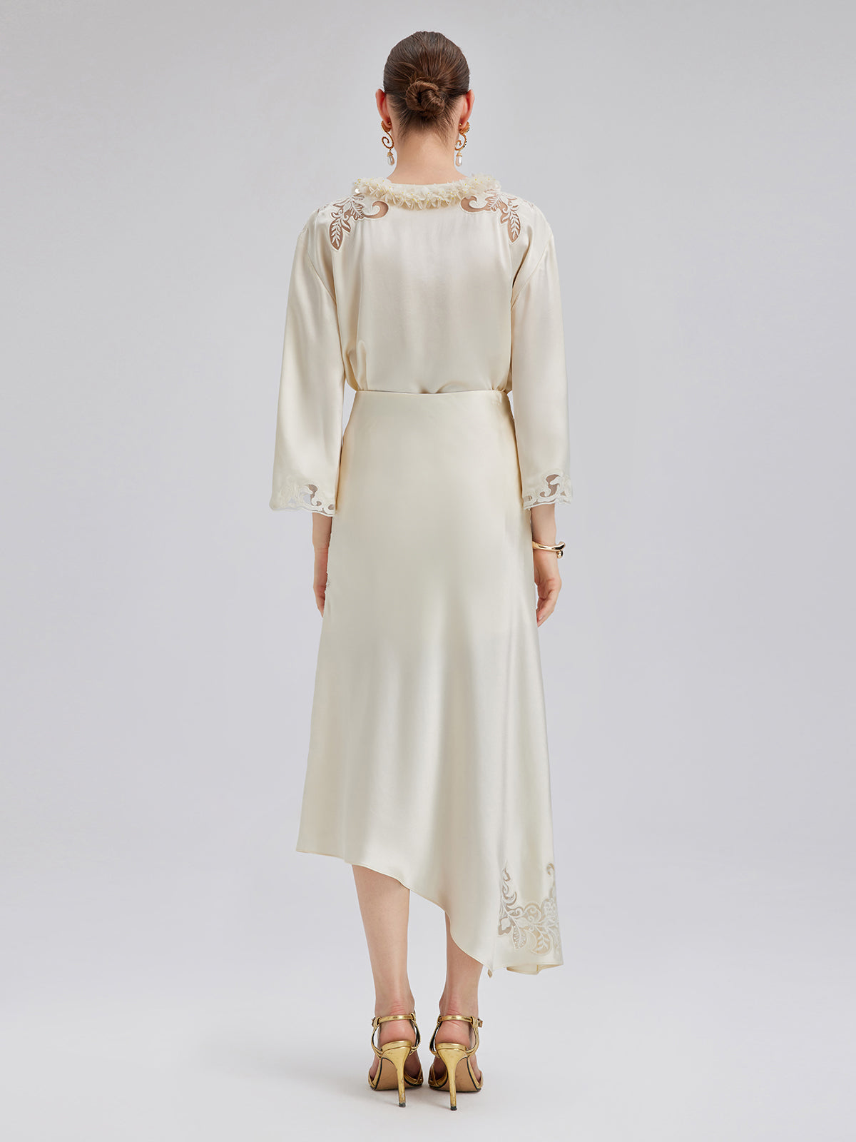 Nakışlı Pencereli Dar Midi Etek