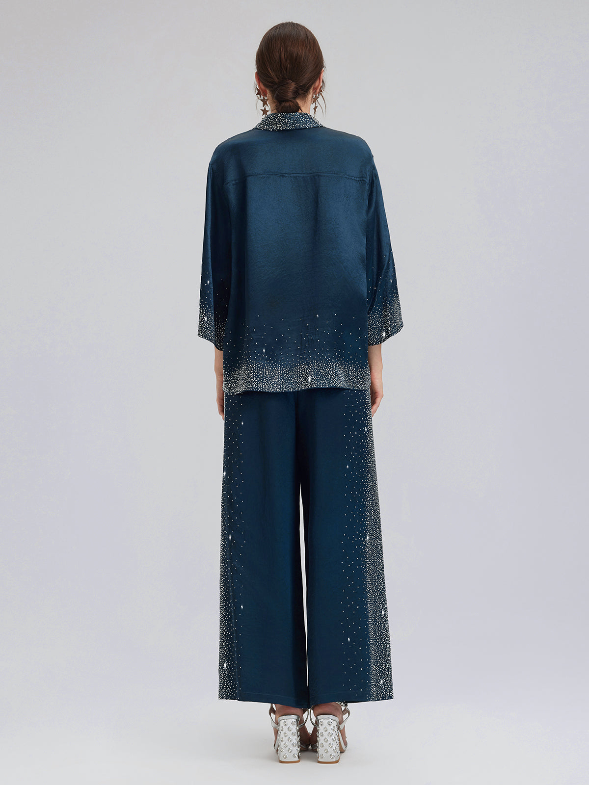 Taşlı Beli Lastikli Bol Pantolon