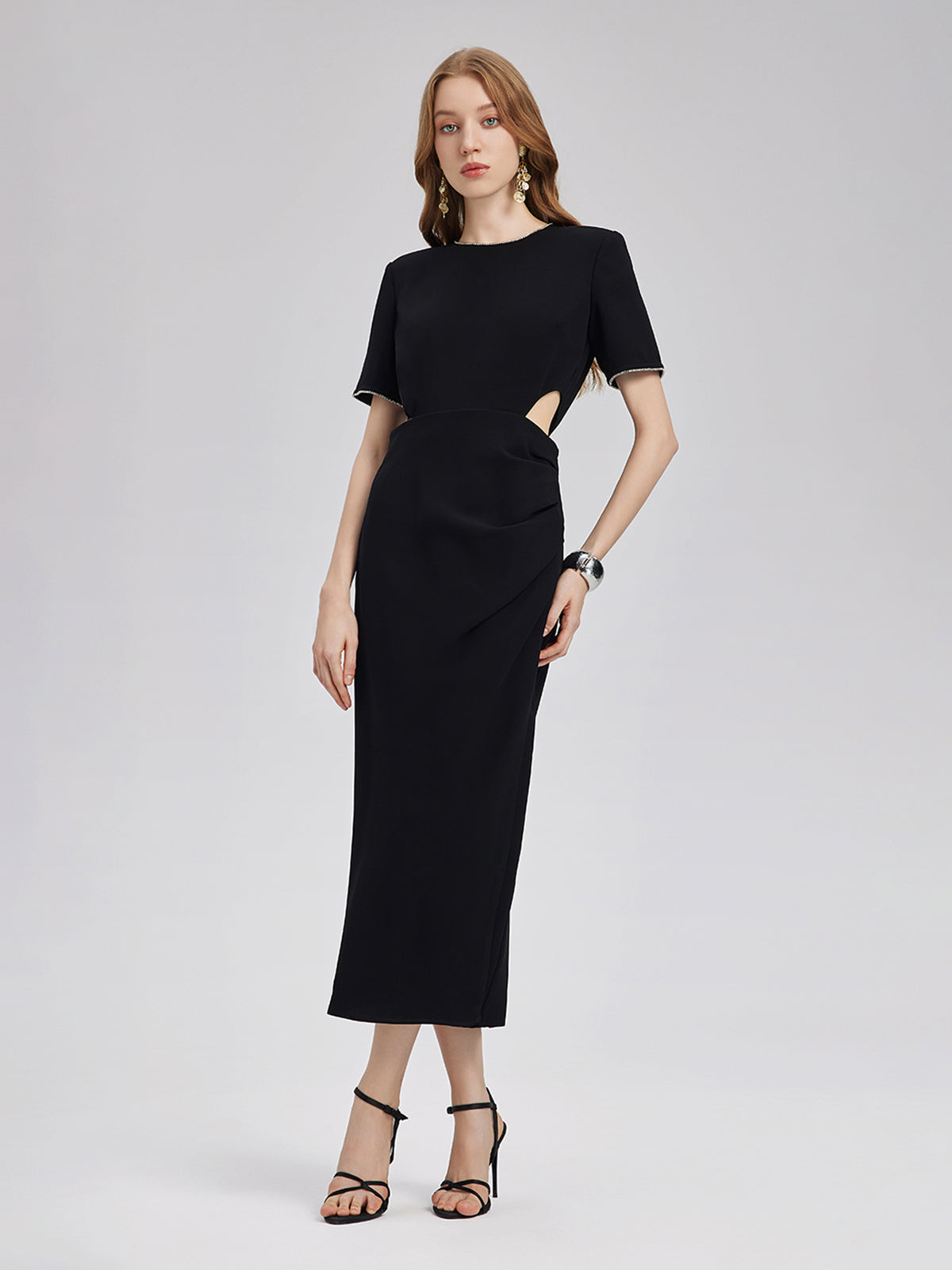 Taş Detaylı Asetat Pencereli Elbise