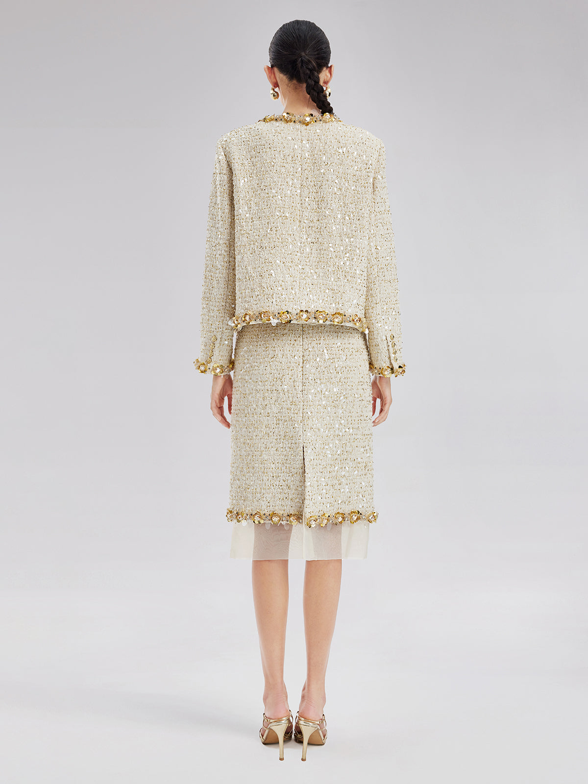 Pullu Kenarlı Fransız Tül Etekli Etek