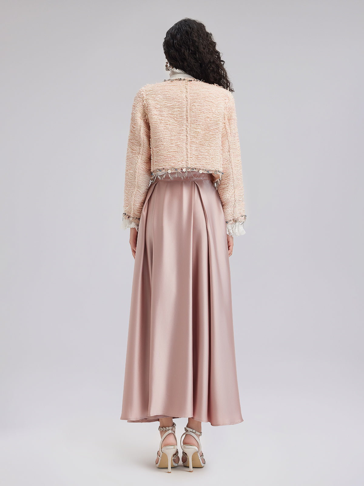 Özel Dikim Pembe Tüvit Kısa Ceket