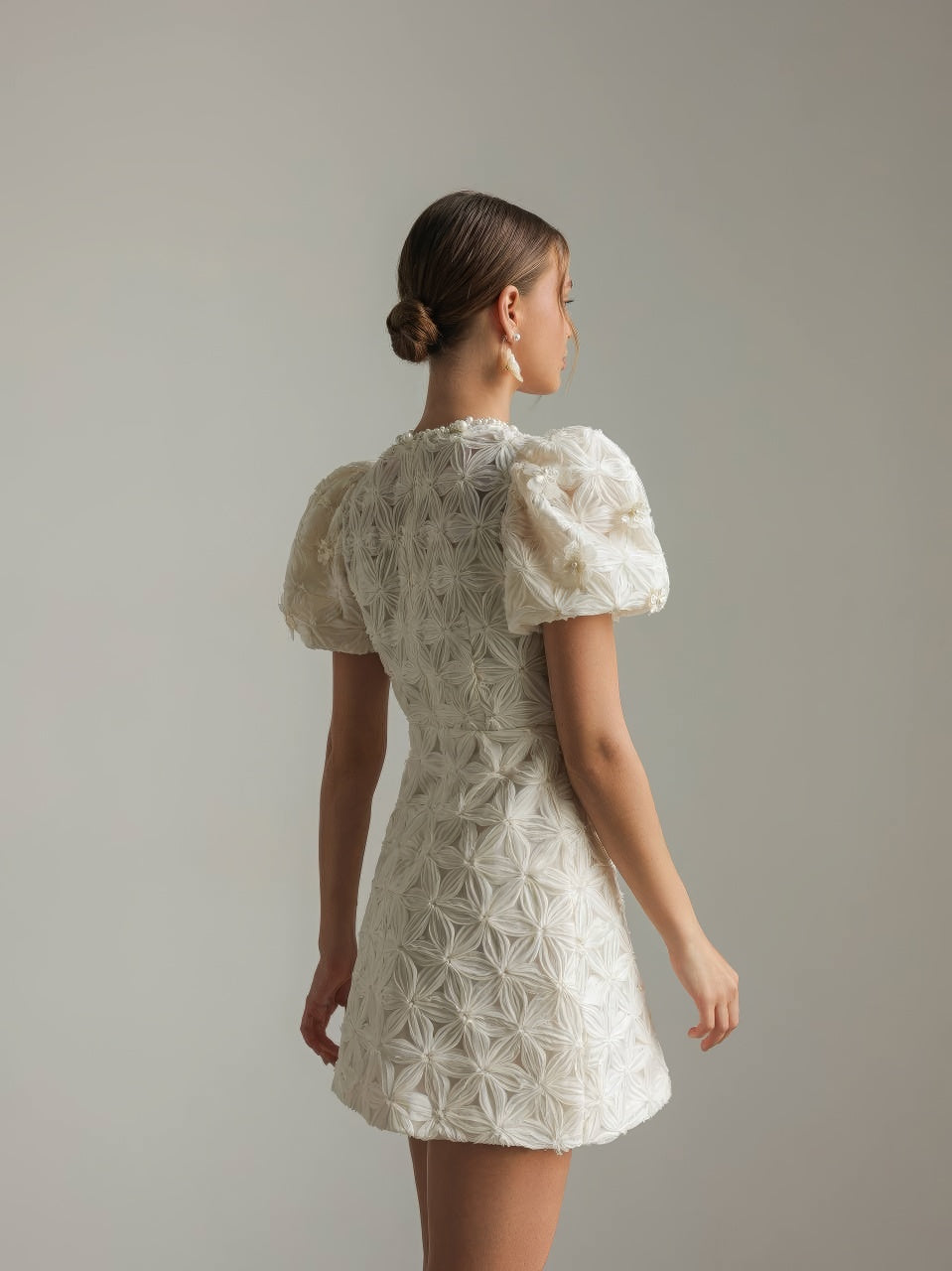 Fleur Dokulu Mini Elbise