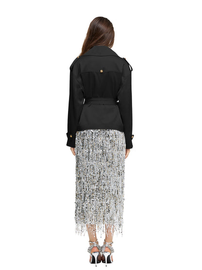 Saten Kısa Trençkot