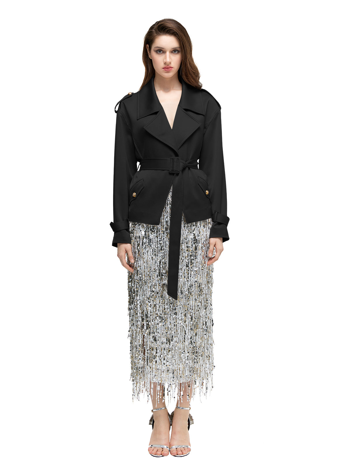 Saten Kısa Trençkot