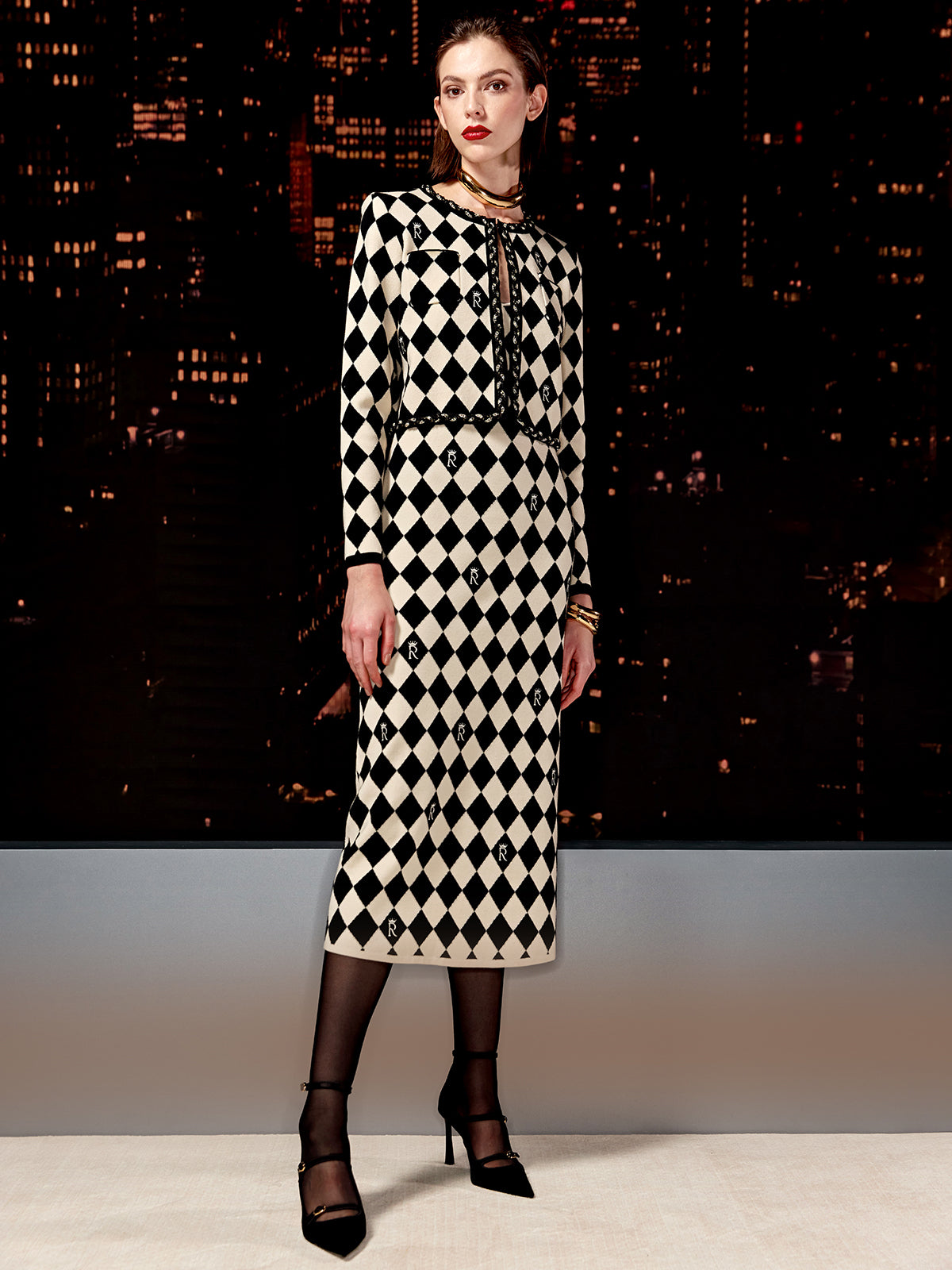 Damalı Kısa Hırka