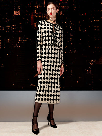 Damalı Kısa Hırka