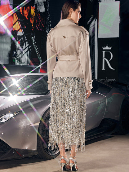 Saten Kısa Trençkot