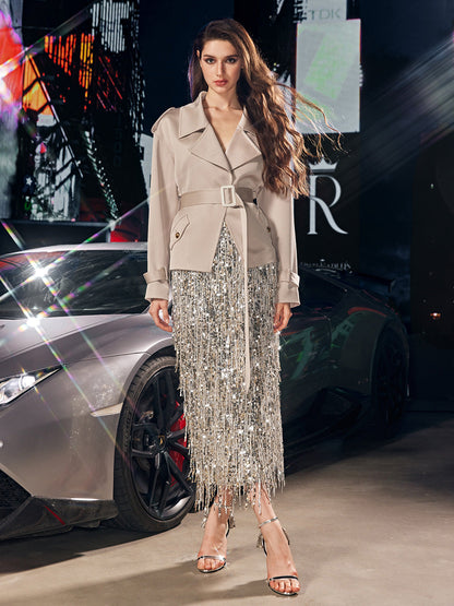 Saten Kısa Trençkot