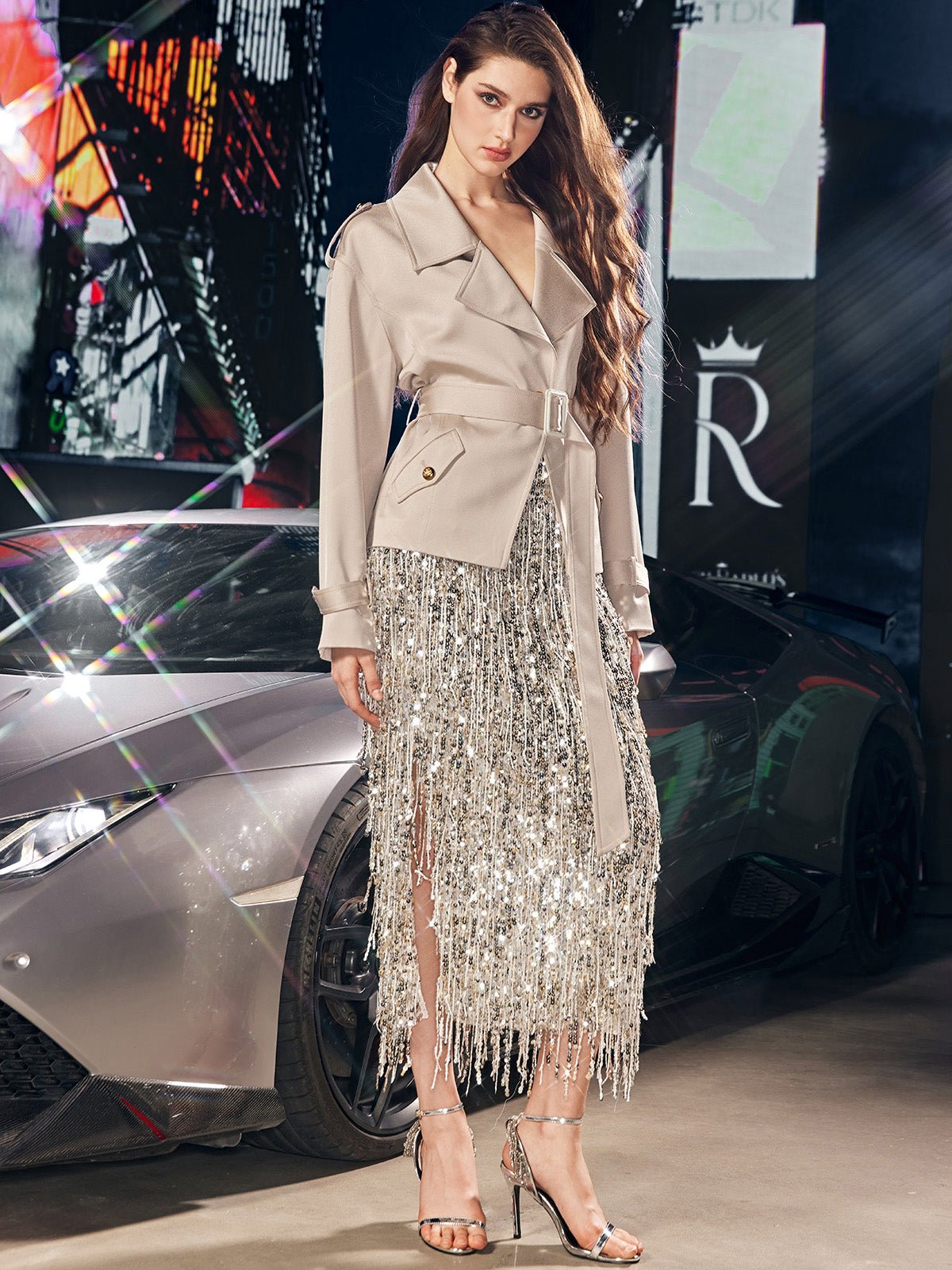 Saten Kısa Trençkot