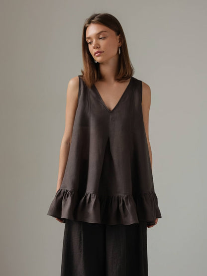 Ambra Fırfırlı Etek Uçlu Bluz