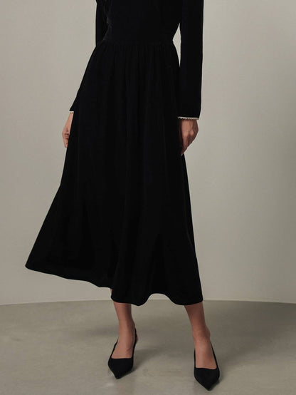 Gece Yarısı Bahçe Kadife Elbise