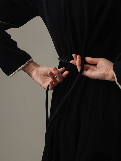 Gece Yarısı Bahçe Kadife Elbise