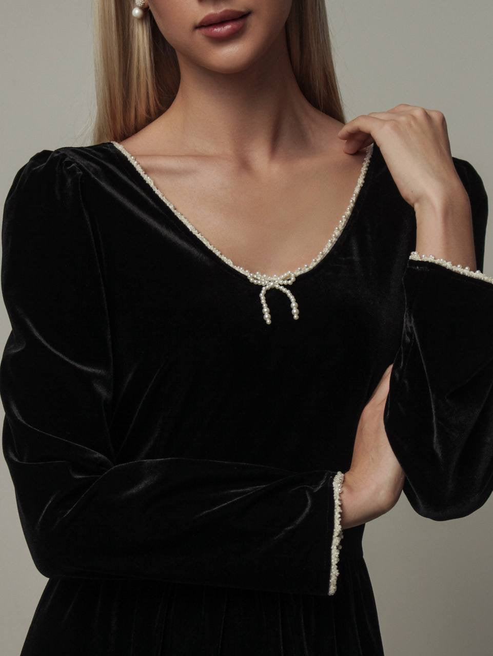 Gece Yarısı Bahçe Kadife Elbise