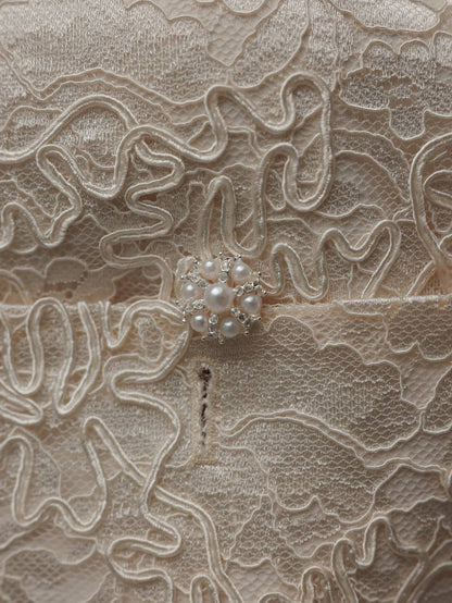 Krem Saten Midi Etek