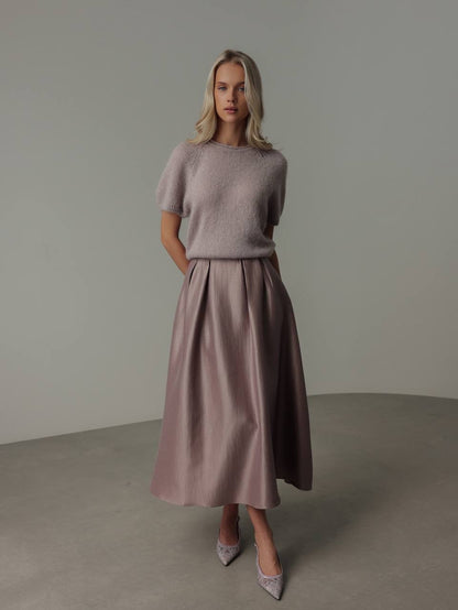 Lila Kısa Kollu Kazak