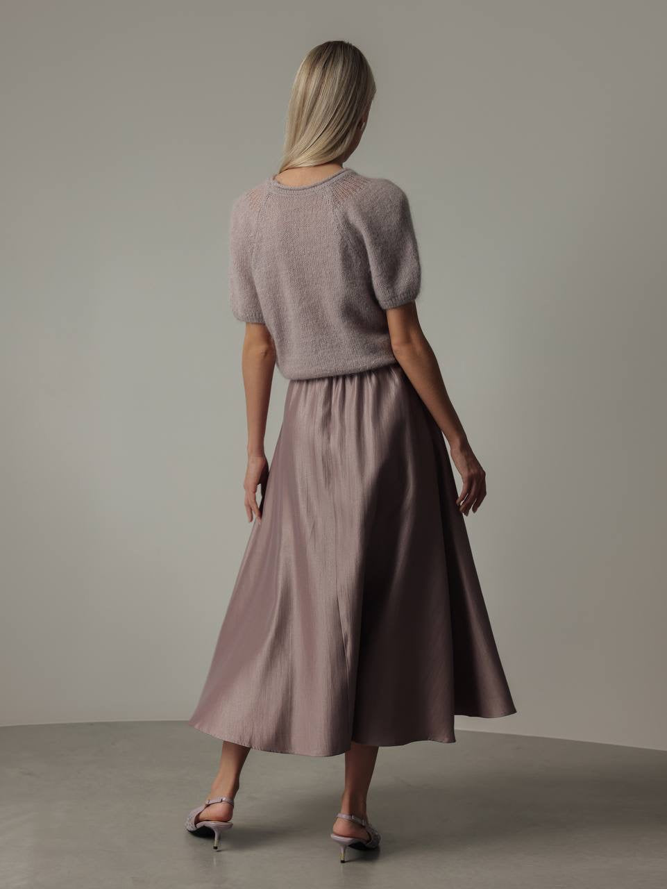 Lila Kısa Kollu Kazak