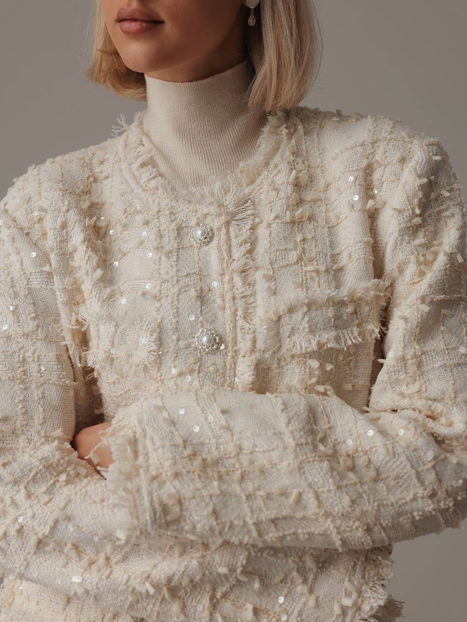 Balıkçı Yaka Krem Triko