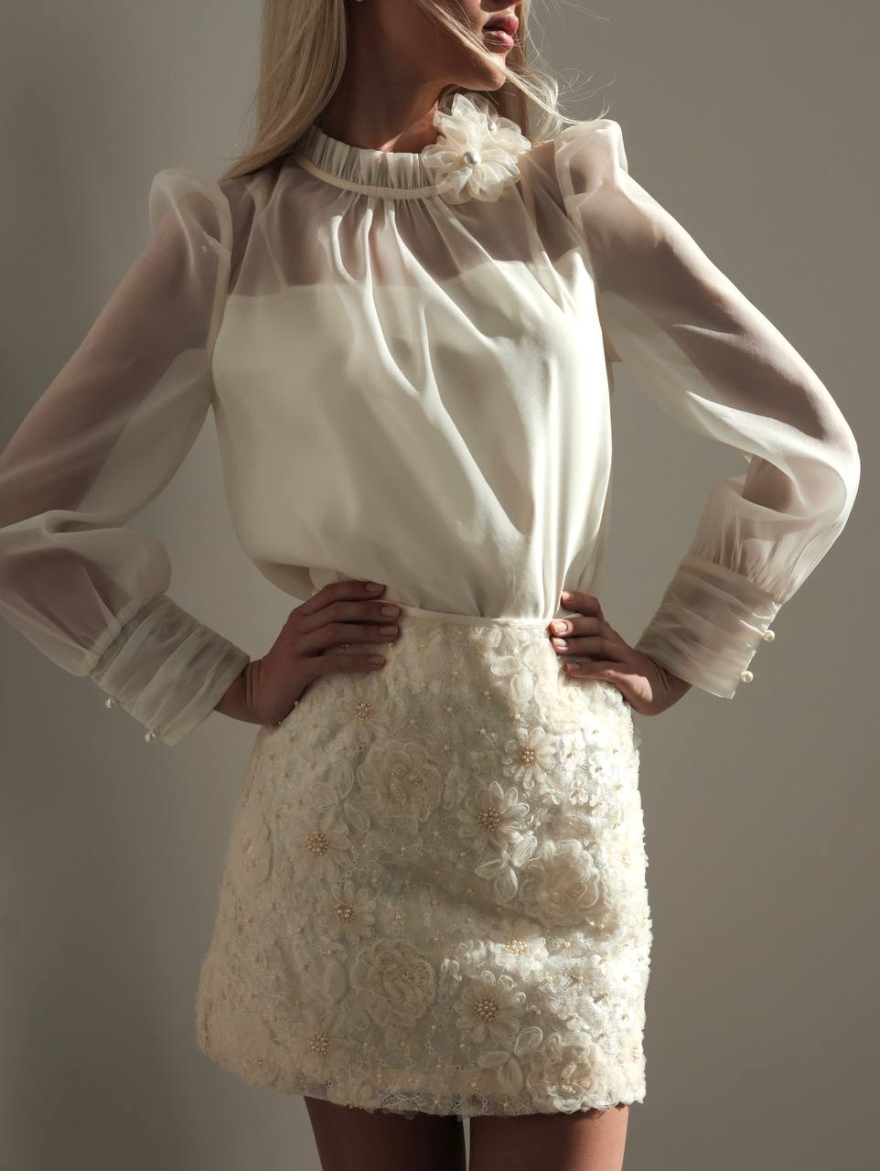 Çiçek Detaylı Zarif İkili Takım