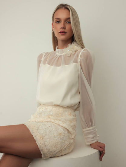 Çiçek Detaylı Zarif İkili Takım