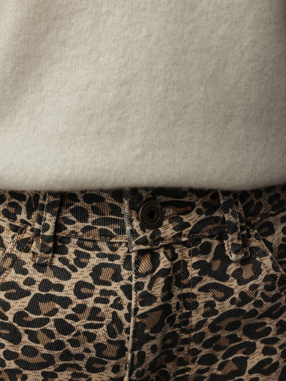 Leopar Desenli Bol Paça Pantolon