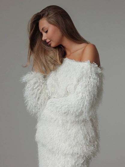 Tüy Dokulu Midi Etek