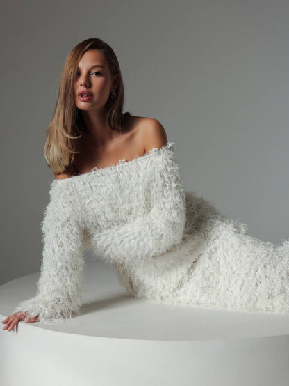 Tüy Dokulu Midi Etek