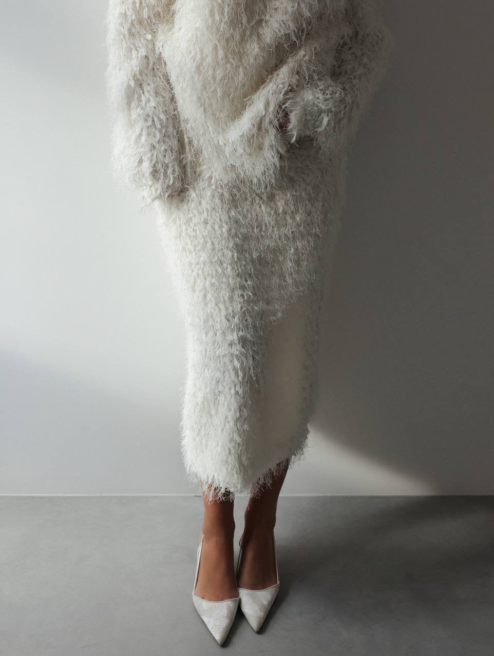 Tüy Dokulu Midi Etek