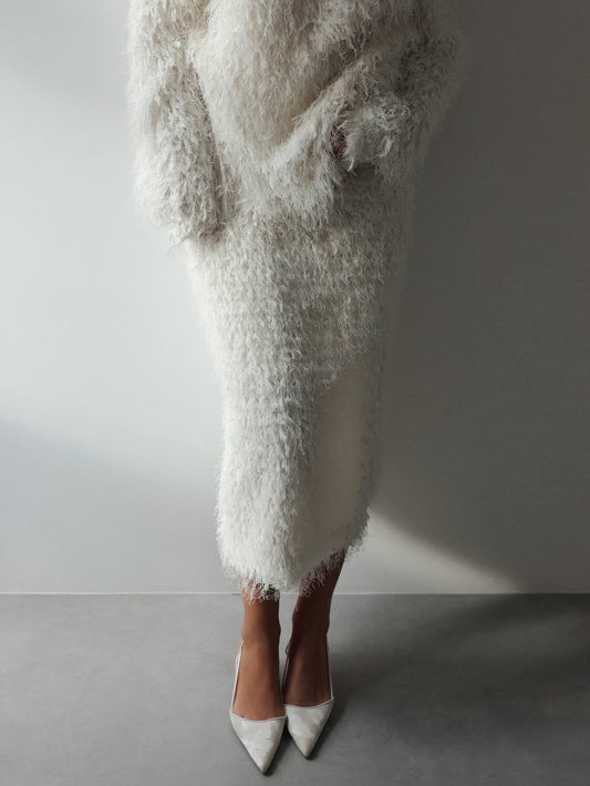 Tüy Dokulu Midi Etek