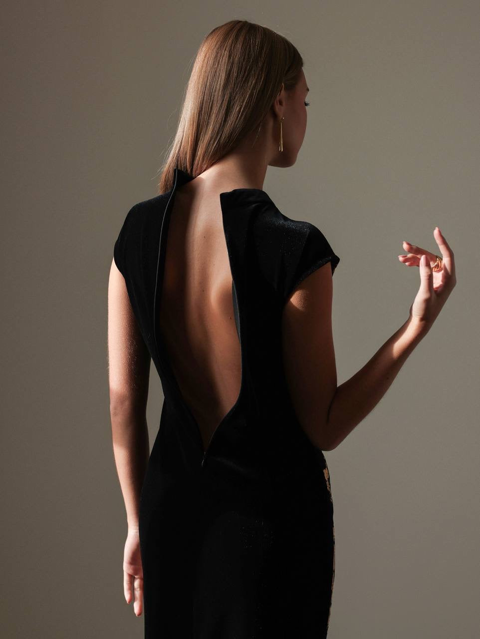 Altın Baskı Çiçek Elbise