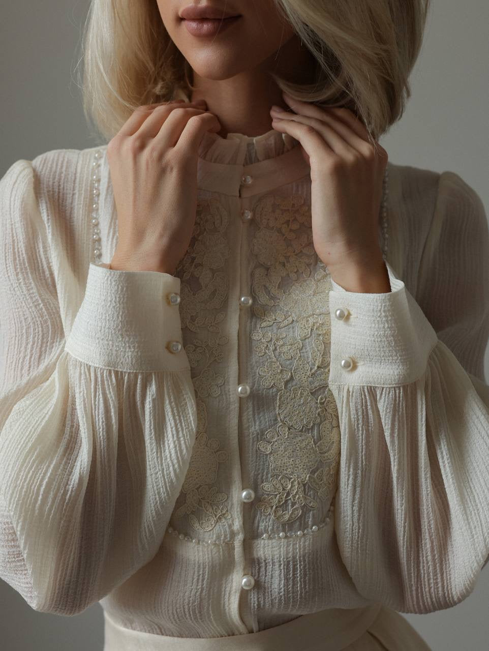 Krem Saten Midi Etek