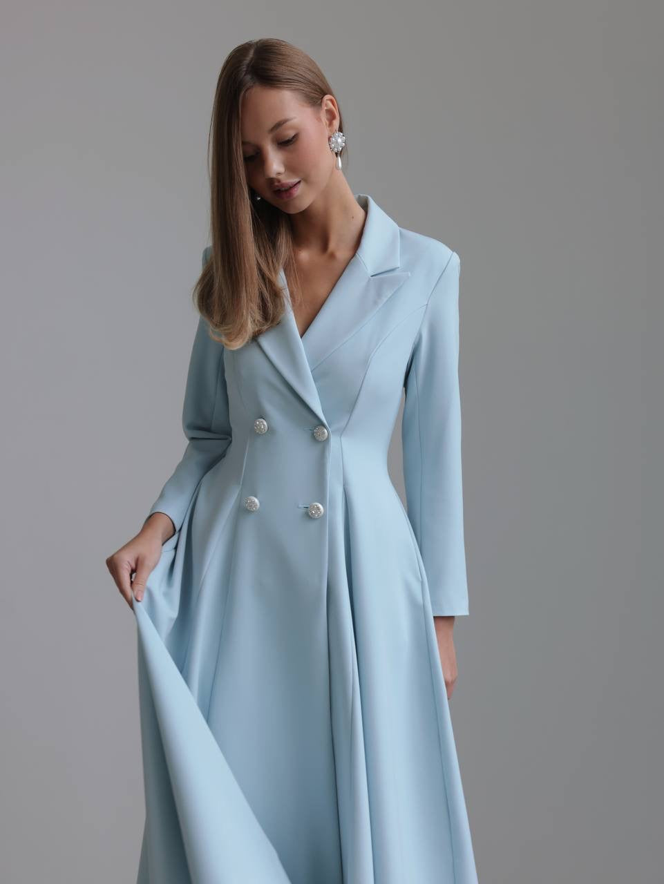 Pudra Mavisi Midi Elbise