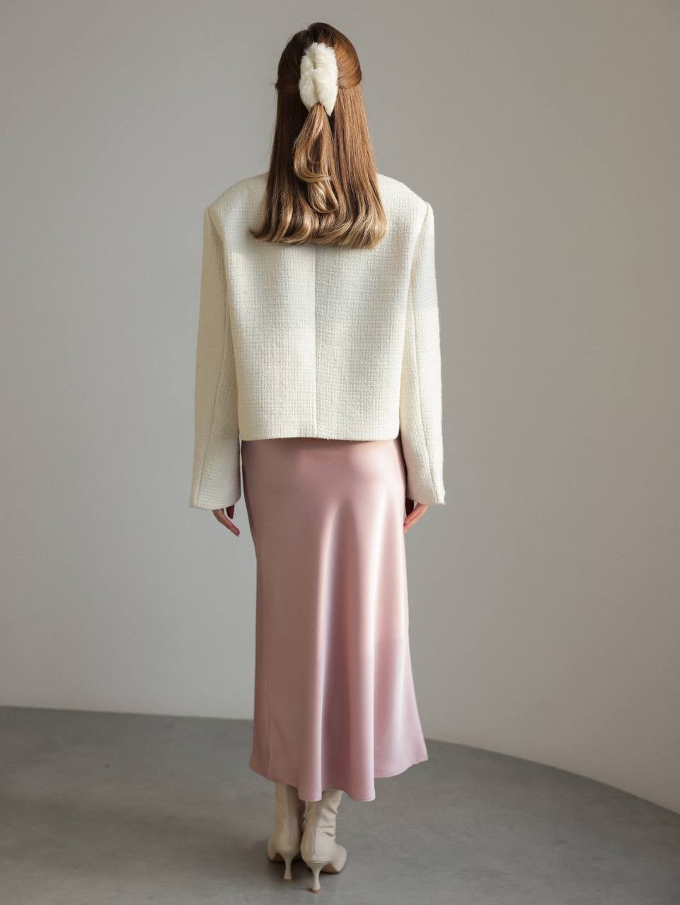 Pastel Pembe Saten Midi Etek