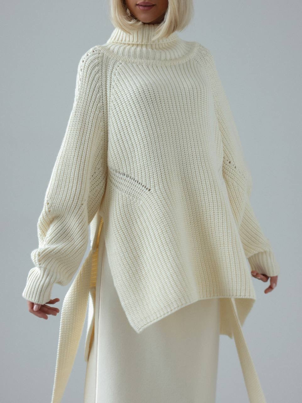 Kemerli Oversize Triko Kazak