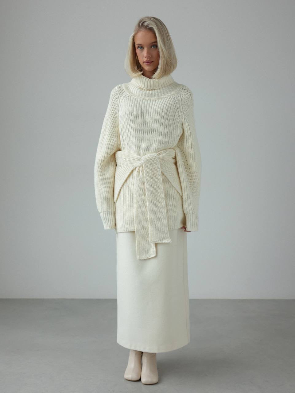 Kemerli Oversize Triko Kazak